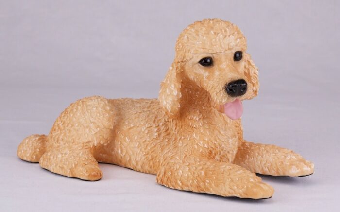 Tan Poodle pet dog cremation urn figurine