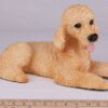 Tan Poodle pet dog cremation urn figurine, with ruler