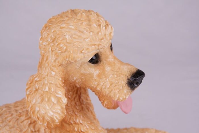 Tan Poodle pet dog cremation urn figurine, face