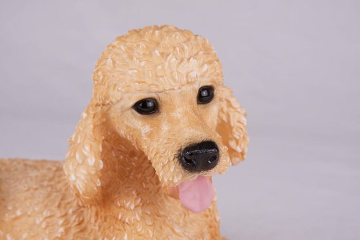 Poodle pet dog cremation urn figurine, face