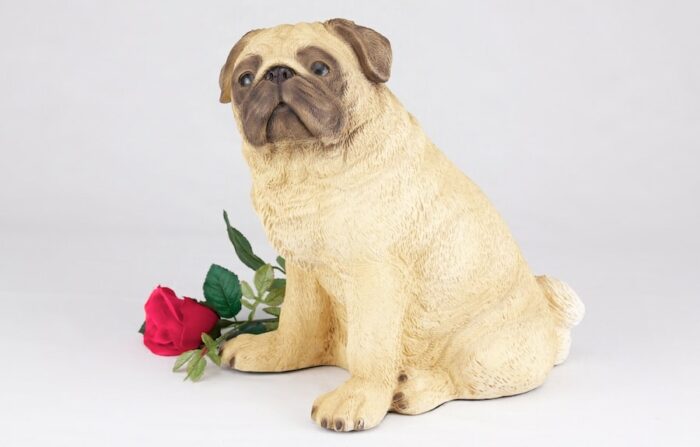 Pug pet dog cremation urn figurine