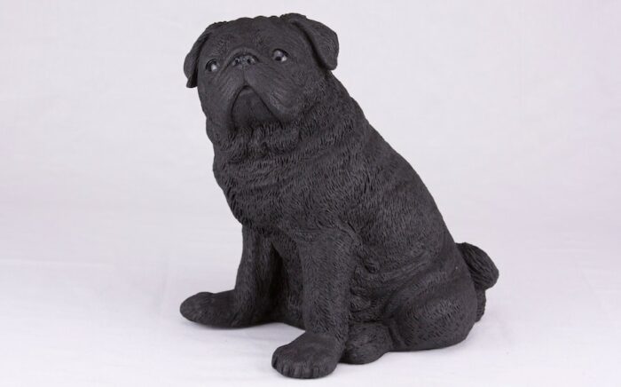 Black Pug pet dog cremation urn figurine