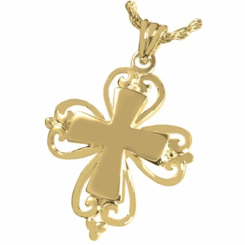 Romantic Cross Memorial Cremation Pendant, 3120gp, gold plated