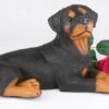 Rottweiler pet dog cremation urn figurine