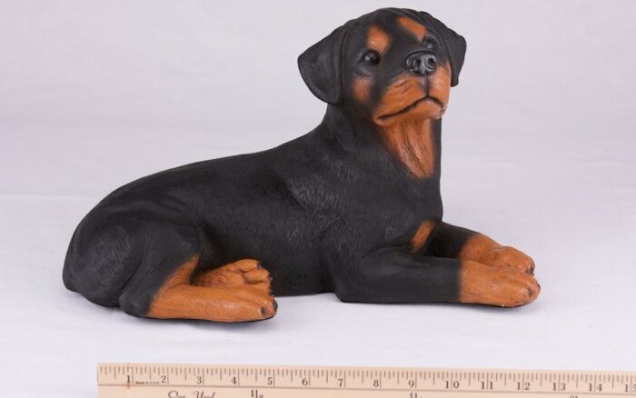 Rottweiler pet dog cremation urn figurine