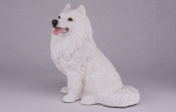 Samoyed pet dog cremation urn figurine