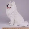 Samoyed pet dog cremation urn figurine, with ruler