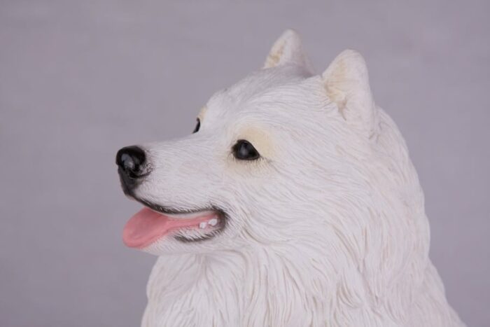 Samoyed pet dog cremation urn figurine, face