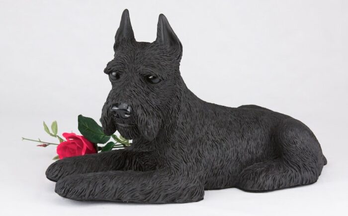 Schnauzer pet dog cremation urn figurine