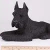 Schnauzer pet dog cremation urn figurine, with ruler