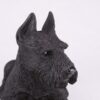 Black Schnauzer pet dog cremation urn figurine, ears up