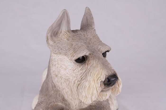 Schnauzer pet dog cremation urn figurine, face