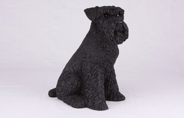 Black Schnauzer pet dog cremation urn figurine