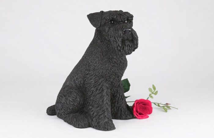 Black Schnauzer pet dog cremation urn figurine