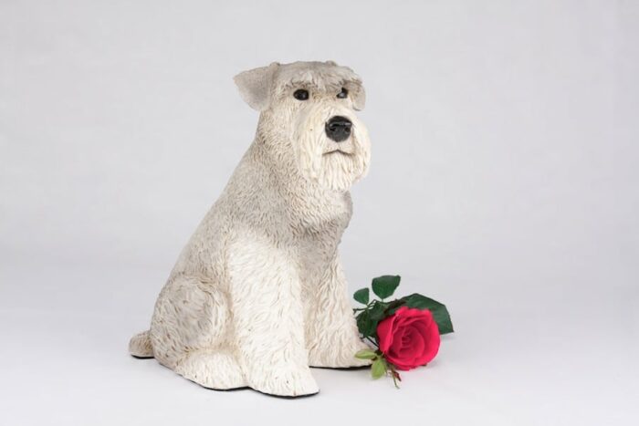 Schnauzer pet dog cremation urn figurine