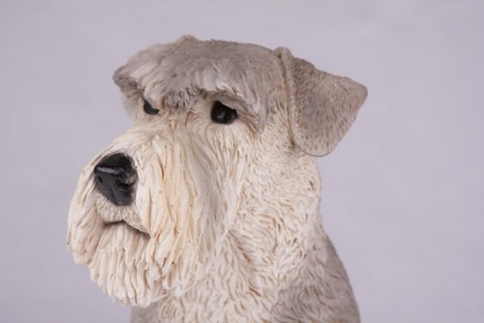 Schnauzer pet dog cremation urn figurine, face