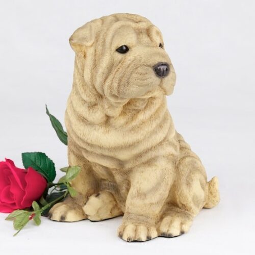 Shar Pei pet dog cremation urn figurine