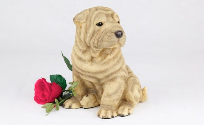 Shar Pei pet dog cremation urn figurine