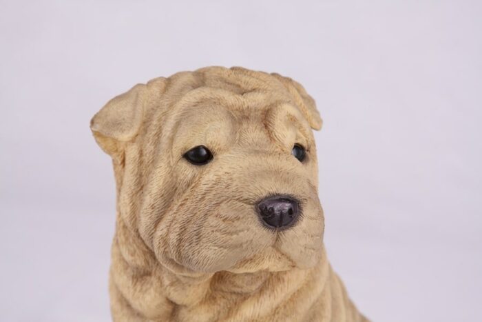 Shar Pei pet dog cremation urn figurine, face