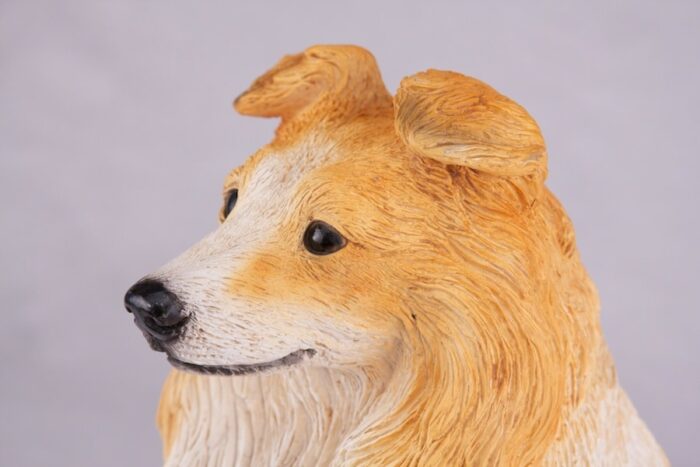 Shetland Sheepdog Sheltie pet dog cremation urn figurine, face