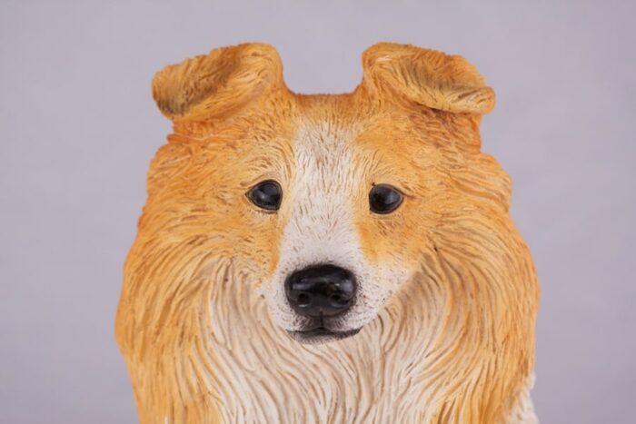 Shetland Sheepdog Sheltie pet dog cremation urn figurine, face