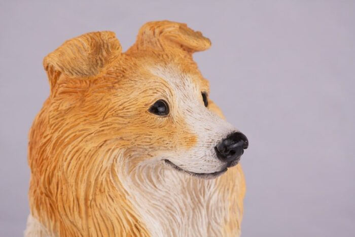 Shetland Sheepdog Sheltie pet dog cremation urn figurine, face