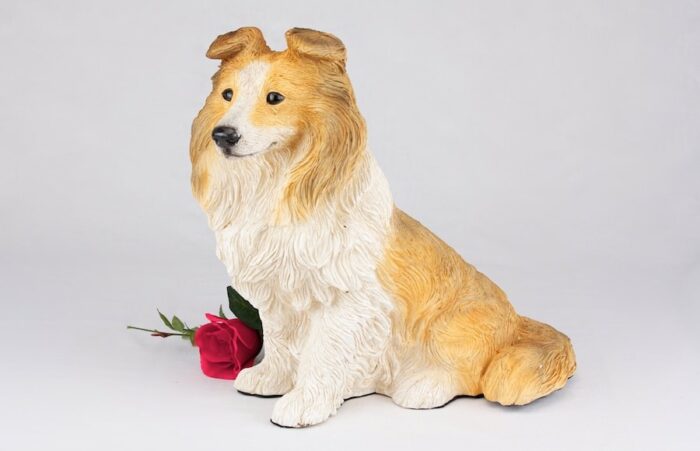 Shetland Sheepdog Sheltie pet dog cremation urn figurine