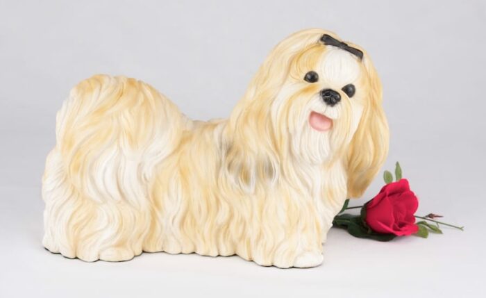 Shih Tzu pet dog cremation urn figurine