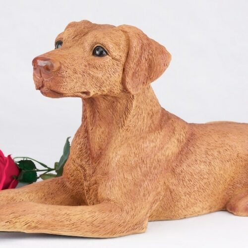 Vizsla pet dog cremation urn figurine