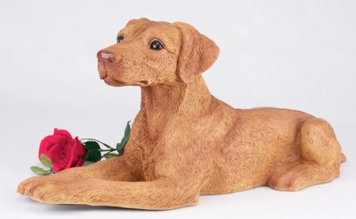 Vizsla pet dog cremation urn figurine