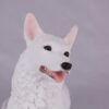 White German Shepherd pet dog cremation urn figurine, face