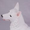 White German Shepherd pet dog cremation urn figurine, face