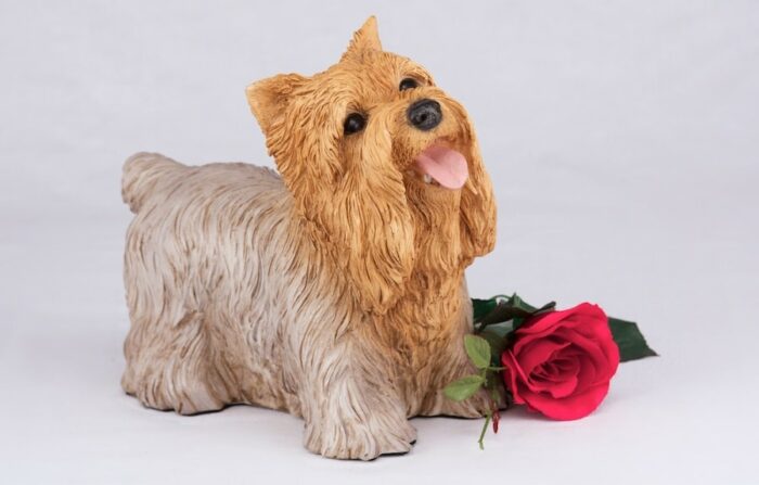 Yorkie Terrier pet dog cremation urn figurine