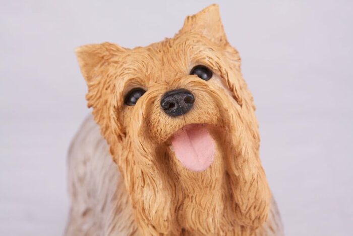 Yorkie Terrier pet dog cremation urn figurine, face