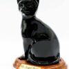 Faithful feline porcelain style cat cremation urn, sitting, black, with base