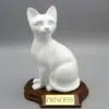 Faithful feline porcelain style cat cremation urn, sitting, white, with base