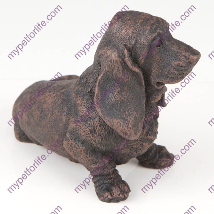 Bronze style dog cremation urn, basset hound