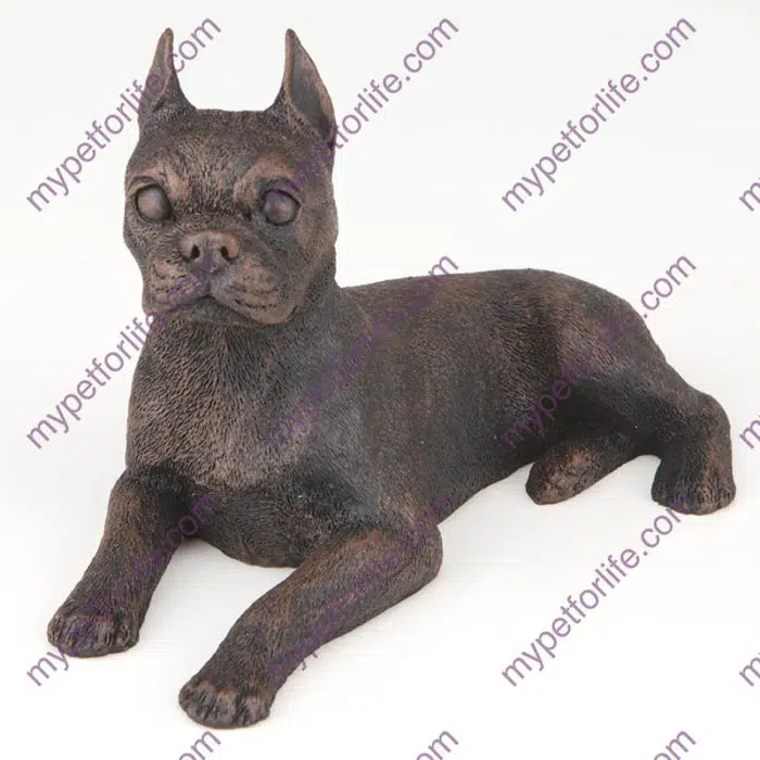 Bronze style dog cremation urn, boston terrier