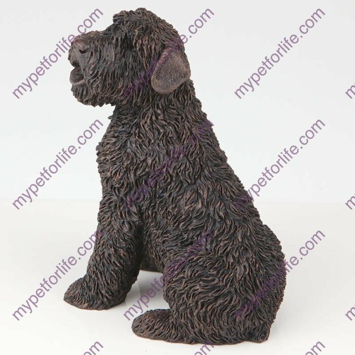 Bronze style dog cremation urn, bouvier