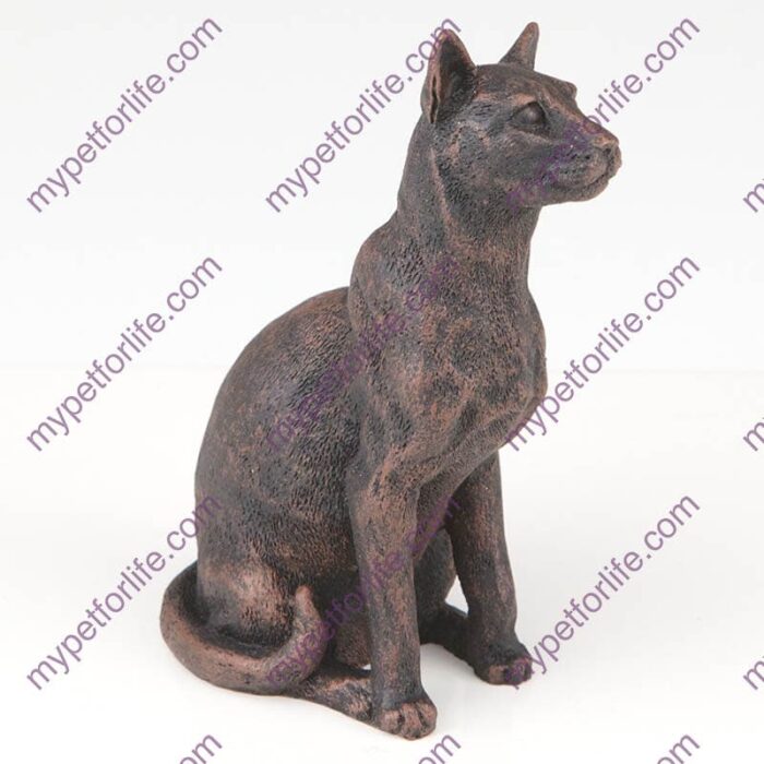Bronze style cat cremation urn