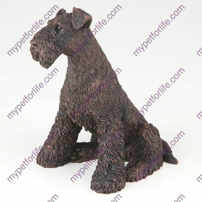 Bronze style dog cremation urn, airedale terrier