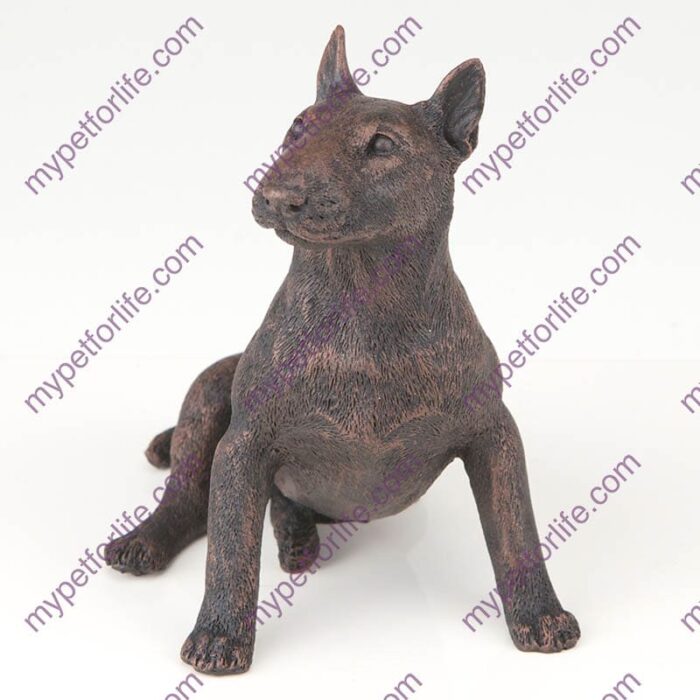 Bronze style dog cremation urn, bull terrier