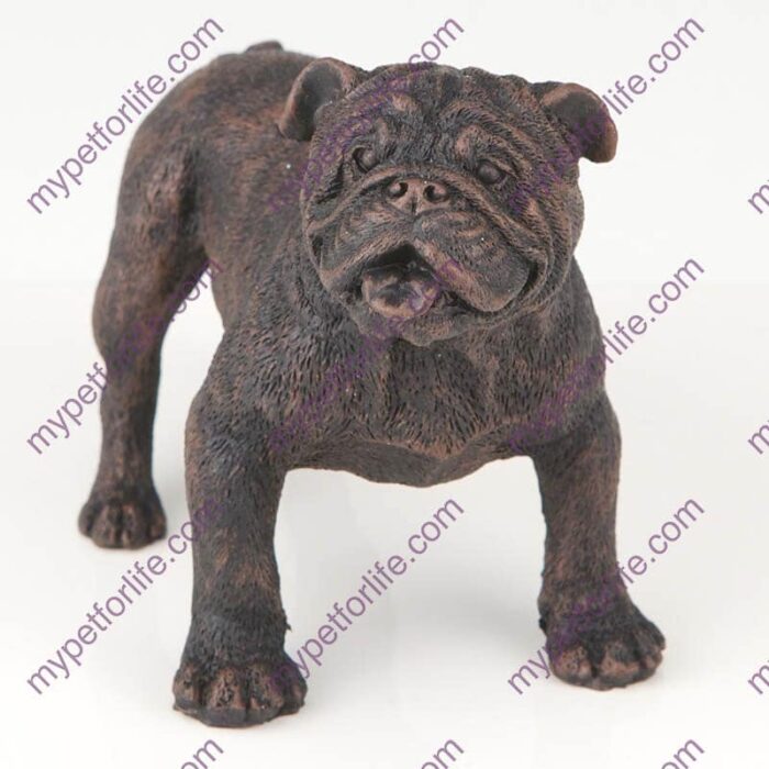 Bronze style dog cremation urn, bulldog