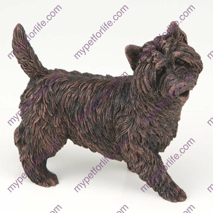 Bronze style dog cremation urn, cairn terrier