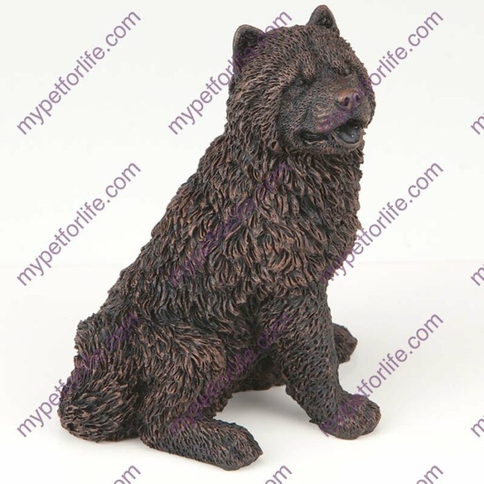 Bronze style dog cremation urn, chow chow