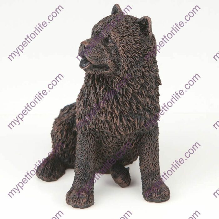 Bronze style dog cremation urn, chow chow