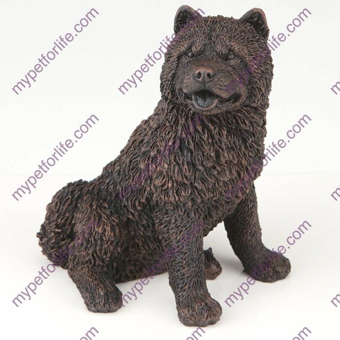 Bronze style dog cremation urn, chow chow