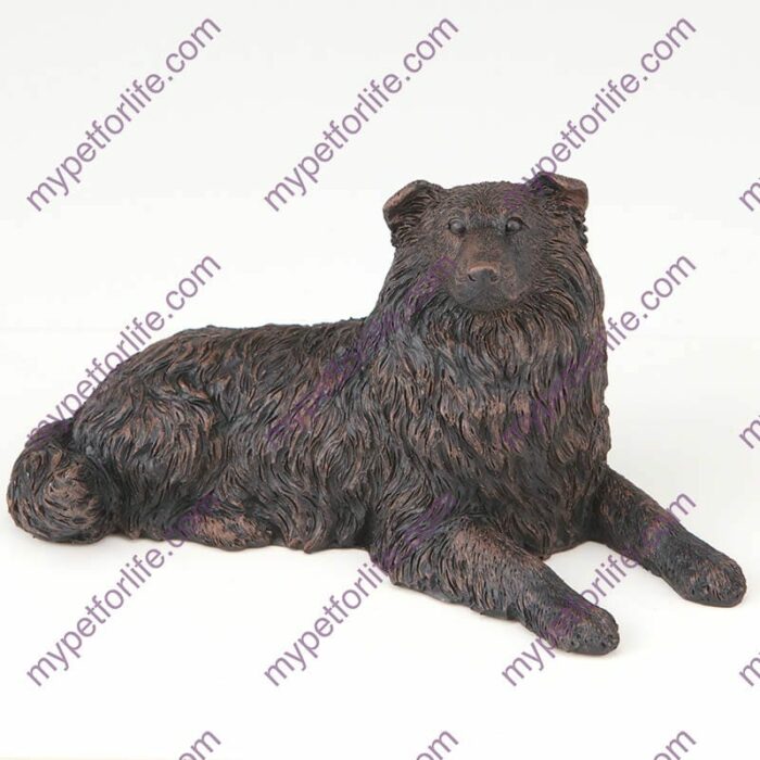 Bronze style dog cremation urn, collie