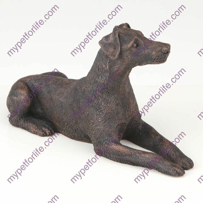 Bronze style dog cremation urn, doberman