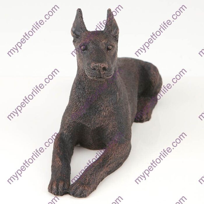 Bronze style dog cremation urn, doberman